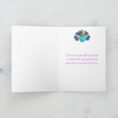 美しいクジャクのグリーンとパープルの誕生日お礼メッセージ サンキューカード (内部)