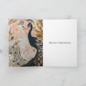 美しいクジャクのピンクゴールドクリスマス カード (内部)