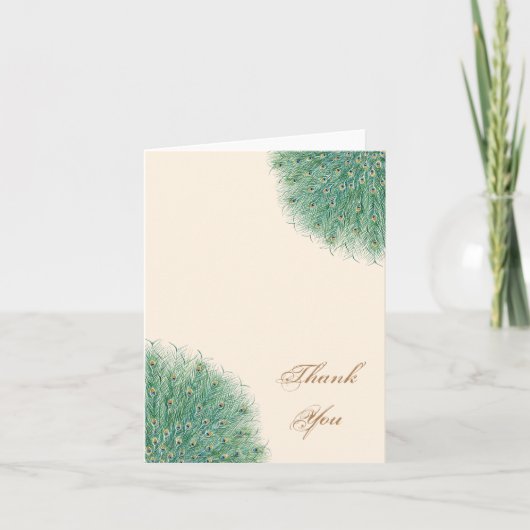 美しいクジャクの羽根の感謝 サンキューカード (正面)