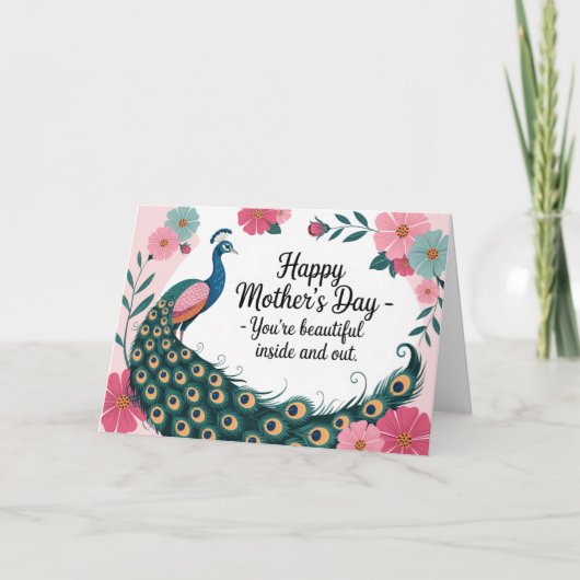 美しいクジャクの花の母の日カード カード (正面)