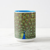 美しいクジャクの鳥 ツートーンマグカップ (中央)