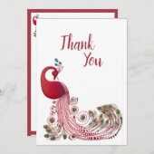 美しいクジャク サンキューカード (正面/裏面)
