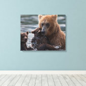 美しいクマと子ネコ キャンバスプリント (インサイチュ (ウッドフロア))