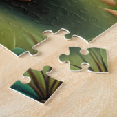 美しいクマの家族の山の日没の風景 ジグソーパズル (側面)