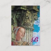 美しいクラシックアンティークカラムモノグラムブルーピンク 名刺 (裏面)