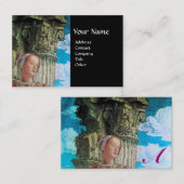 美しいクラシックアンティークカラムモノグラムブルーブラック 名刺 (正面/裏面)