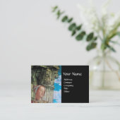 美しいクラシックアンティークカラムモノグラムブルーブラック 名刺 (スタンド正面)