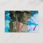 美しいクラシックアンティークカラムモノグラムブルーブラック 名刺 (裏面)