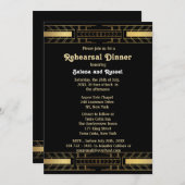 美しいクラシックアールデコリハーサルディナーディナー 招待状 (正面/裏面)