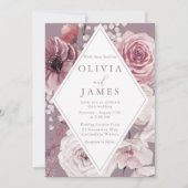 美しいクラシックフラワーフレーム ボタニカルウェディング 招待状 (正面)