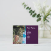 美しいクラシックモノグラムアンティークブライトブルーパープル 名刺 (スタンド正面)