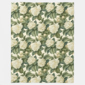 美しいクラシック白い花柄 フリースブランケット (正面)