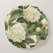 美しいクラシック白い花柄 ラウンドクッション (裏面)