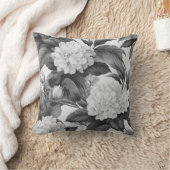 美しいクラシック白黒フローラルパターン クッション (ブランケット)