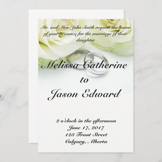 美しいクラシック結婚式招待状 招待状 (正面/裏面)