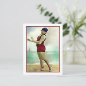 美しいクランベリー入浴服の深い ポストカード (スタンド正面)