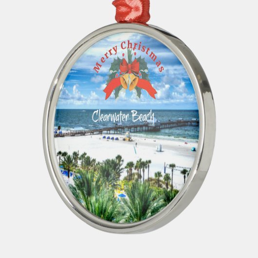美しいクリアウォータービーチ，フロリダ メタルオーナメント (左)