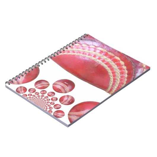 美しいクリケットボールアートデザイン ノートブック (左側)