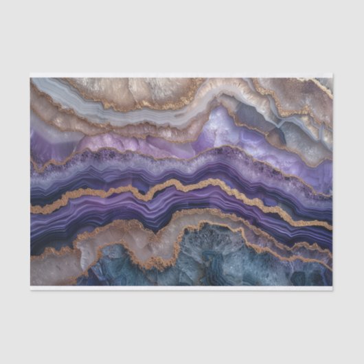 美しいクリスタルジードは紫と金ゴールドに堆積する 薄葉紙 (正面)