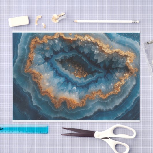 美しいクリスタルジードは青いクリームに食べて行く 薄葉紙 (クラフト)