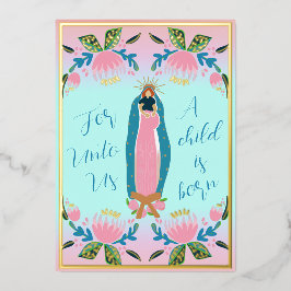 美しいクリスチャンのクリスマスベビーイエス 箔シーズンカード