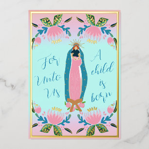 美しいクリスチャンのクリスマスベビーイエス 箔シーズンカード