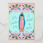 美しいクリスチャンのクリスマスベビーイエス 箔シーズンカード (正面)