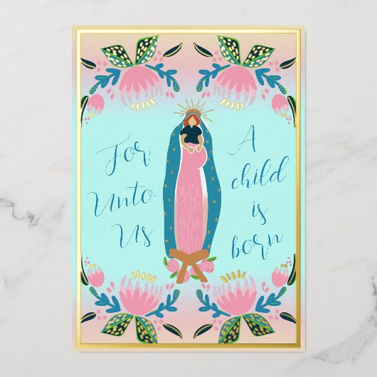 美しいクリスチャンのクリスマスベビーイエス 箔シーズンカード (正面)