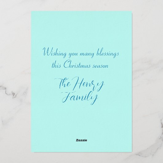 美しいクリスチャンのクリスマスベビーイエス 箔シーズンカード (裏面)