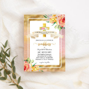 美しいクリスチャン引用文結婚教会 招待状