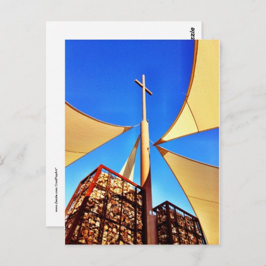 美しいクリスチャン教会クロスブルースカイ ポストカード (正面/裏面)