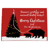 美しいクリスマスのクマ ラージペーパーバッグ (正面)