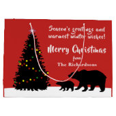 美しいクリスマスのクマ ラージペーパーバッグ (裏面)