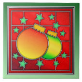 美しいクリスマスのステンドグラスの画像 タイル (正面)