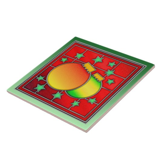 美しいクリスマスのステンドグラスの画像 タイル (側面)