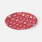 美しいクリスマスのセーター刺激を受けたで赤いPatttern ペーパープレート (アングル)