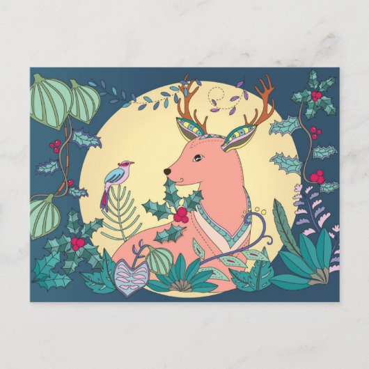 美しいクリスマスのトナカイ ポストカード (正面)