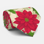 美しいクリスマスのポインセチア、ヒイラギ、マツ枝 ネクタイ (ロール)