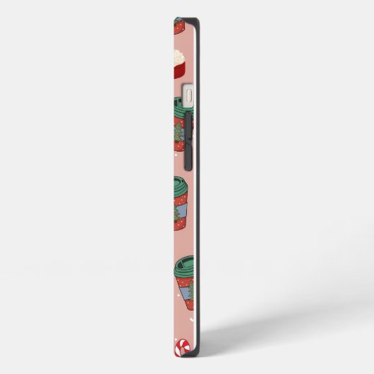 美しいクリスマスのヤドリギコーヒー iPhoneケース (左側面)