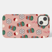 美しいクリスマスのヤドリギコーヒー iPhoneケース (裏面横)