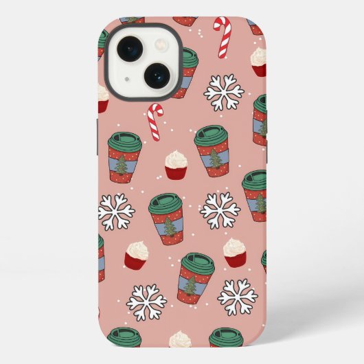 美しいクリスマスのヤドリギコーヒー iPhoneケース (裏面)