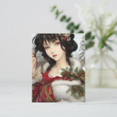 美しいクリスマスの冬のアニメ・マンガの女の子 シーズンカード (スタンド正面)