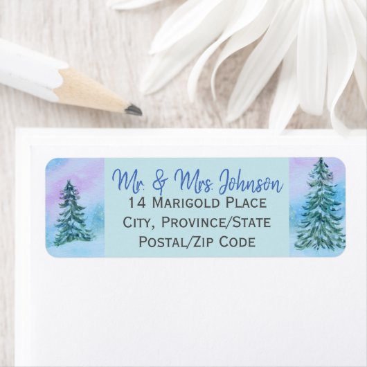 美しいクリスマスの冬の差出人住所ラベル ラベル (インサイチュ)