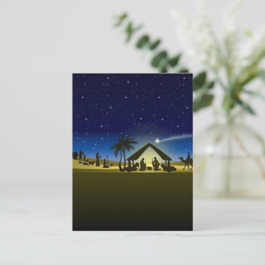 美しいクリスマスの出生のイメージのプリント シーズンポストカード