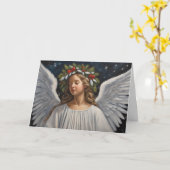 美しいクリスマスの天使リース カード (黄色い花)