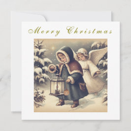 美しいクリスマスの天使 ホリデー ポストカード