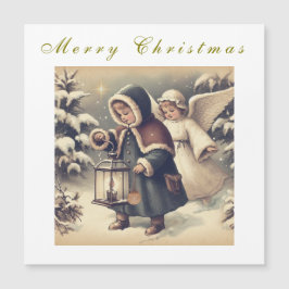 美しいクリスマスの天使 ホリデー マグネットカード