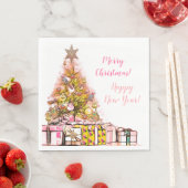 美しいクリスマスの年間パーティーピンク スタンダードランチョンナプキン (インサイチュ)