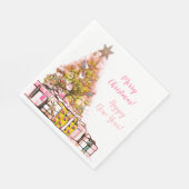 美しいクリスマスの年間パーティーピンク スタンダードランチョンナプキン (角)