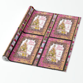 美しいクリスマスの年間パーティーピンク ラッピングペーパー